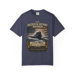 USS Patrick Henry SSBN 599 Submarine T-Shirt with a namesake quote