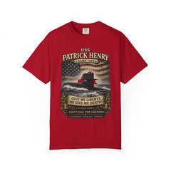 USS Patrick Henry SSBN 599 Submarine T-Shirt with a namesake quote