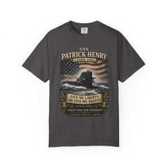 USS Patrick Henry SSBN 599 Submarine T-Shirt with a namesake quote
