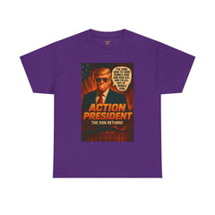 80s Action Movie Parody President Trump Tee - Unisex Heavy Cotton T-Shirt,
