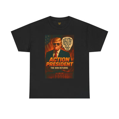 80s Action Movie Parody President Trump Tee - Unisex Heavy Cotton T-Shirt,