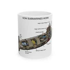 Submarine Diagram Mug | How Submarines Work Ceramic Mug, Nautical Ocean Science
