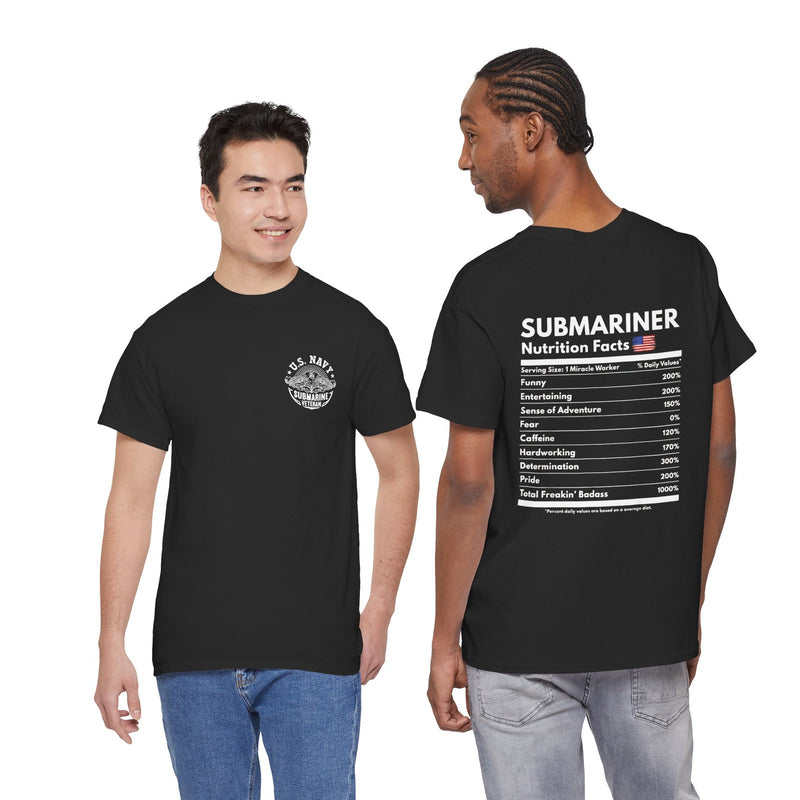 USN Submarine Nutritional Facts - Unisex Heavy Cotton Tee