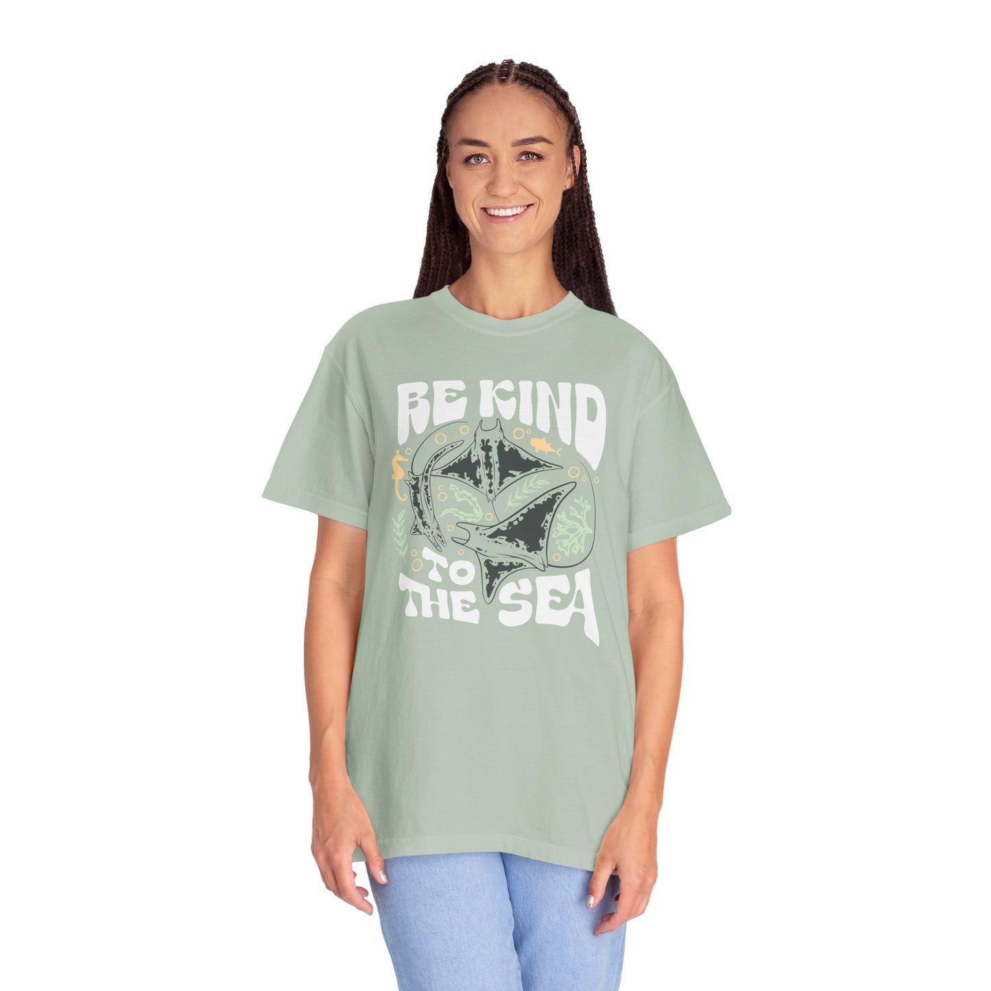 Sting Rays, Be Kind To The Sea -  Graphic Unisex Garment-Dyed T-shirt