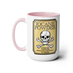 IOCANE Powder label with skull and crossbones Don't have a cup of coffee with Vizzini / Princess Bride / 80s Movies / Two-Tone Mugs, 15 oz.