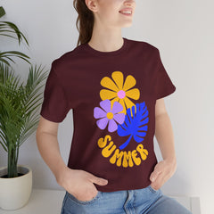 Summer Floral Tee — Retro Flowers & Monstera Design