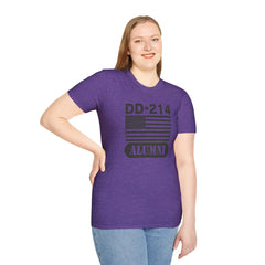 DD-214 Alumni with American Flag  Unisex Softstyle T-Shirt
