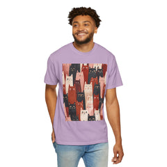 Cute Cat Print Unisex Garment-Dyed T-Shirt - Comfort Colors Soft Perfect for Animal Lovers and Casual Days