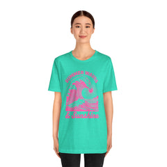 Summer Waves & Sunshine Tee — Retro Pink Surf Graphic T-Shirt