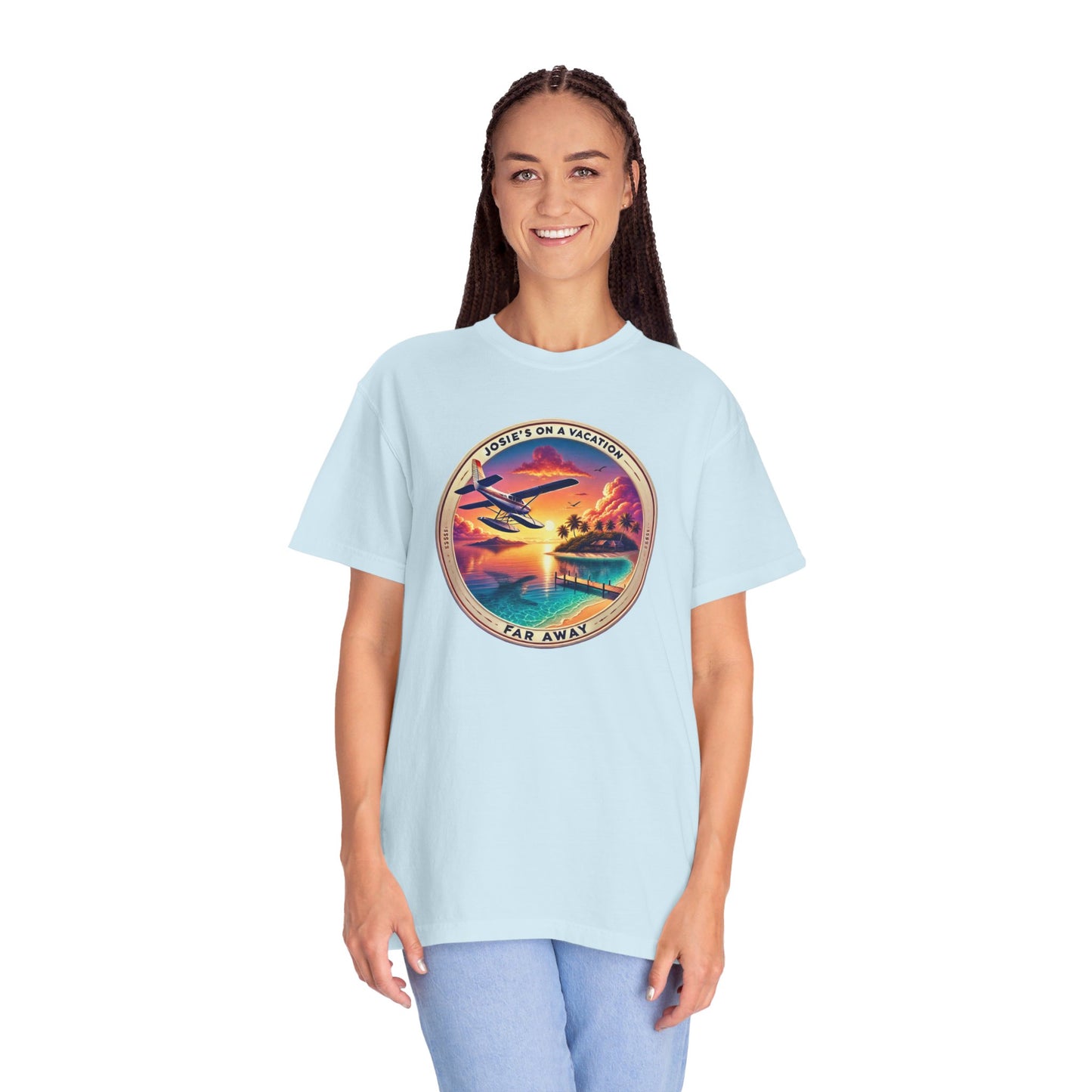 Josies On A Vacation Far Away Graphic Unisex Garment-Dyed T-shirt