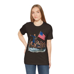 Historical Fever Patriot T‑Shirt — Revolutionary Flag Rowboat Design