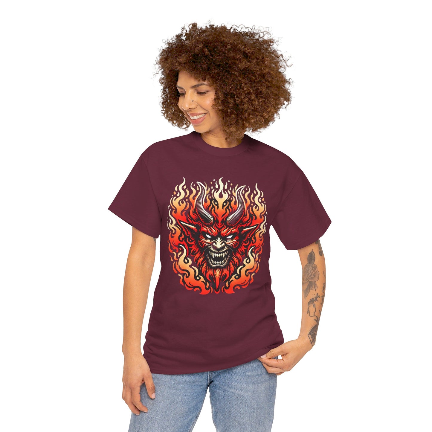 Fiery Fire Demon - Graphic Unisex Heavy Cotton Tee