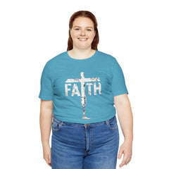 Faith Cross Prosthetic Leg T‑Shirt — Amputee Inspirational Christian Tee
