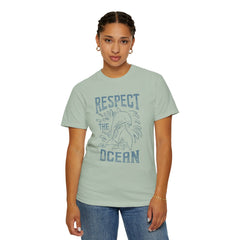 Dolphin, Respect The Ocean -  Graphic Unisex Garment-Dyed T-shirt