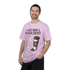 I Just Want a Black Coffee T-Shirt — Funny Barista List Graphic Tee for Coffee Lovers