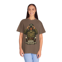Graphic T-Shirt — Vintage WWII General George Patton Binoculars Design with "Rommel You Magnificent Bastard" Text