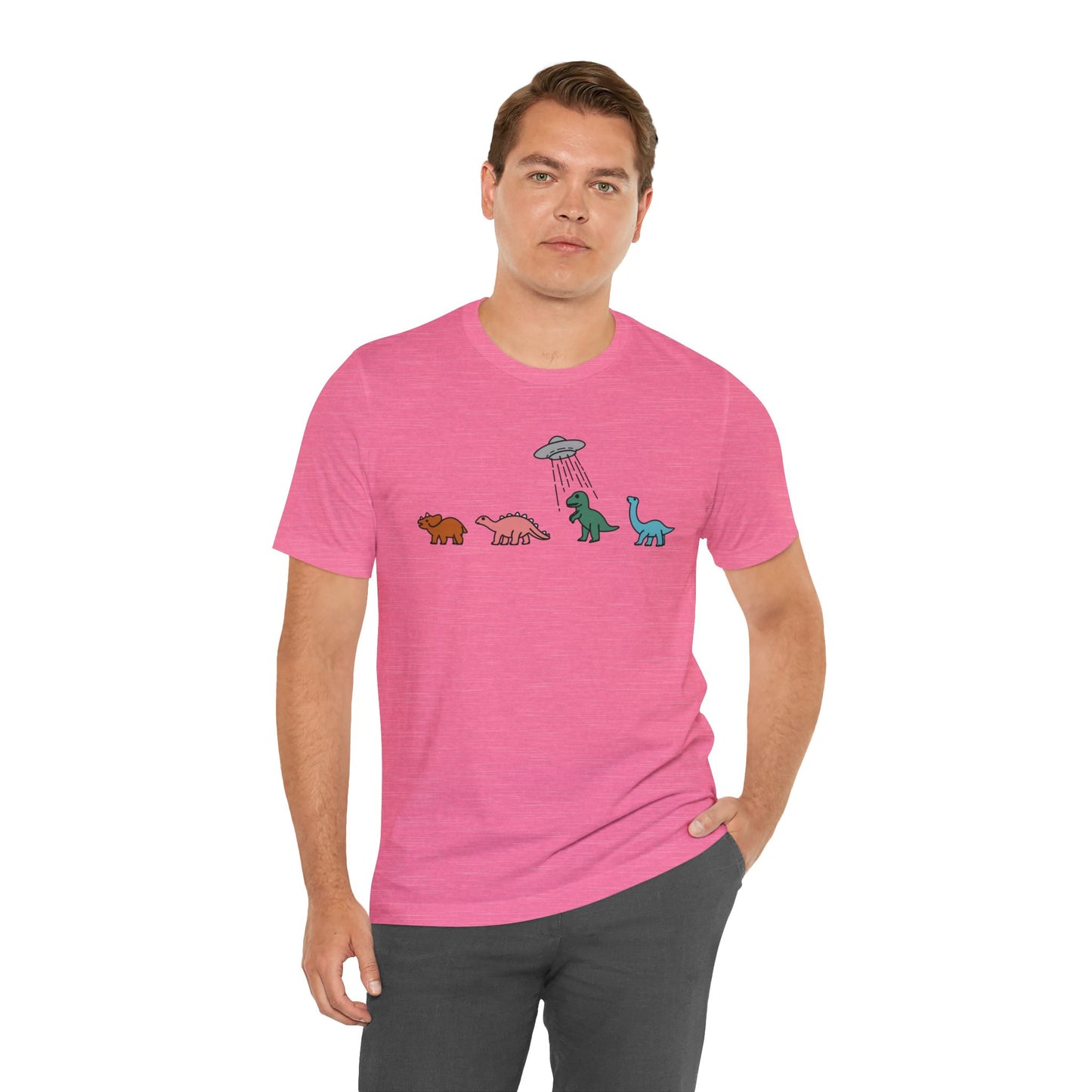 UFO and Dinosaurs Retro Unisex Jersey Short Sleeve Tee