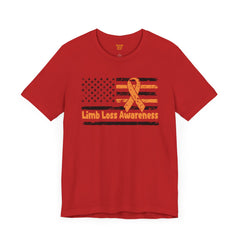Limb Loss Awareness Flag - Unisex Short Sleeve Tee,Amputee Awareness,Gift For Him,Gift For Her,Unique Amputee Gift,Awareness Ribbon