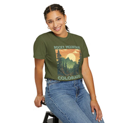 Rocky Mountains Colorado Graphic, Comfort Colors Soft Relaxed Fit Unisex Garment-Dyed T-shirt