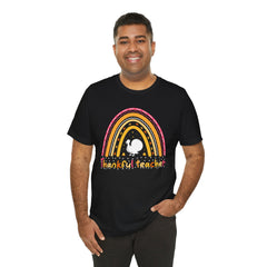 Thankful Teacher T‑Shirt – Retro Rainbow Turkey Teacher Appreciation Tee