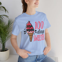 100 Days of School Unisex Tee | Elementary School, Ice Cream, Teacher Apparel