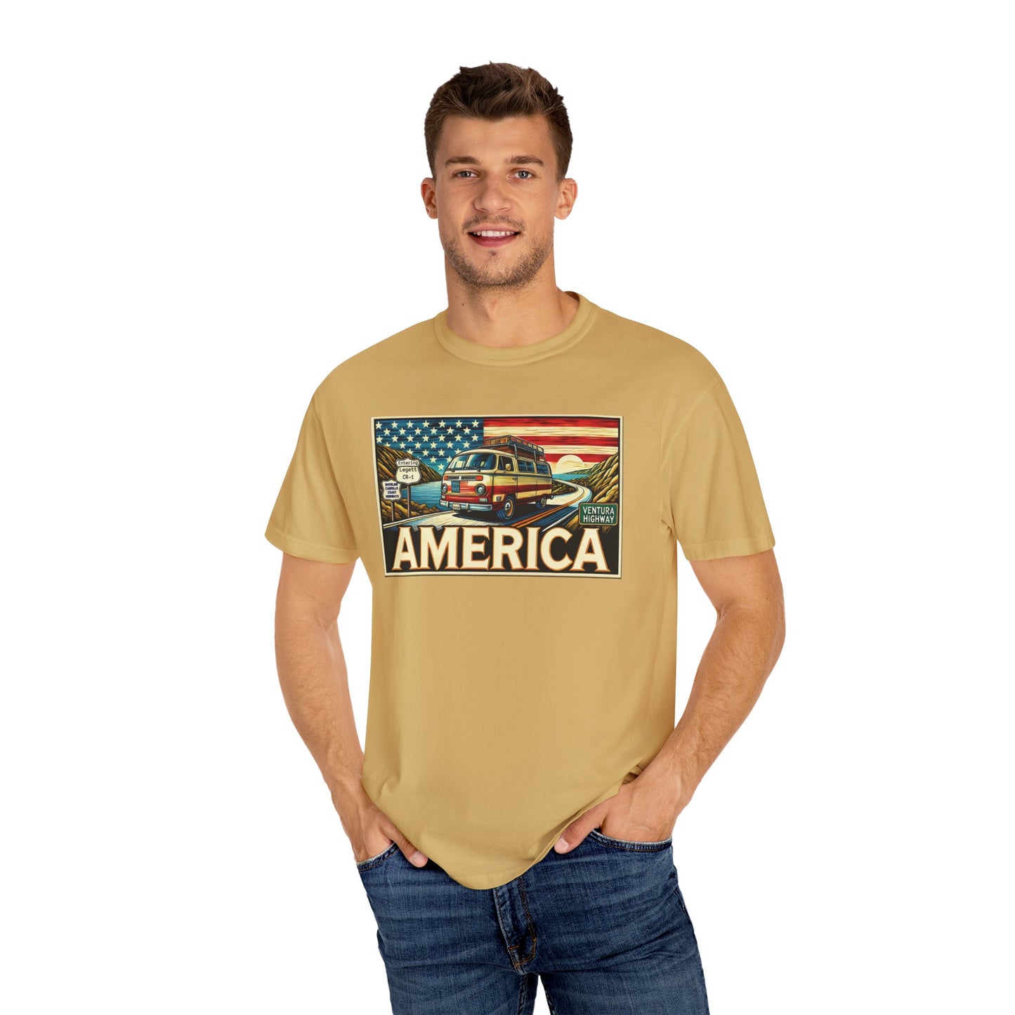 Ventura Highway Driving America Graphic Comfort Colors Unisex Garment Dyed T-shirt