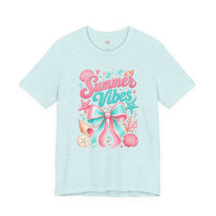 Summer Vibes Tee — Pastel Seashell Bow Beach T-Shirt