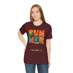 Summer Graphic Tee — Colorful Tropical "SUMMER" Typography T-Shirt