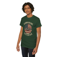 Submarine Veteran American Flag Tee | Unisex Heavy Cotton T-Shirt, Military Apparel, Veteran Gift, Patriotic Top, Casual Wear