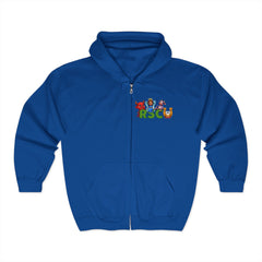 Russell Sage College Mascot Full Zip Hoodie - Purple Cow, Red Devil, Golden Horseshoe, Blue Angel