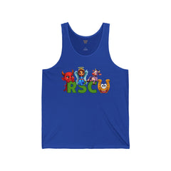 College Mascot Unisex Tank Top - Russell Sage Purple Cow, Red Devil, Golden Horseshoe, Blue Angel Enter into the Notes Box Before Purchase what your Graduation Year Is And We will Imprint It on the Back of Your Top