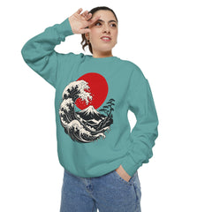 Japanese Wave and Red Sun Comfort Colors Sweatshirt