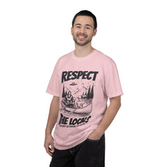 Bigfoot and Alien Outdoor Canoe Adventure - Respect The Locals T-Shirt