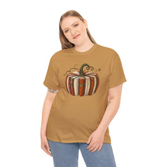 Autumn-Themed Pumpkin Book Tee, Cozy Fall Shirt, Halloween Apparel, Literary Gift, Unisex Comfortable T-Shirt