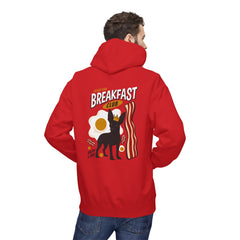 Breakfast Club Hoodie — Cute Black Dog, Bacon & Egg Graphic Pullover