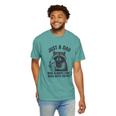 Just a Dad Raccoon T-Shirt | Garment-Dyed Tee for Father’s Day, Dad Gift, Animal Lover Shirt, Funny Dad Apparel, Gift for New Dads
