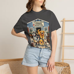 Pitbull Added "Who Let the Dogs Out?" Baldwin Harbor Animal Hospital Cute Vet Clinic T Shirt