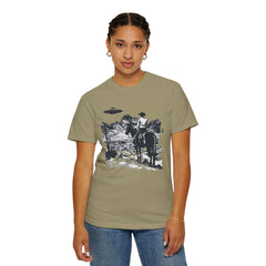 UFO Meets Cowboy Vintage Graphic T-Shirt — Retro Western Alien Tee