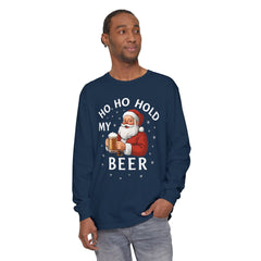 Festive Santa Claus Long Sleeve T-Shirt - "Ho Ho Hold My Beer"