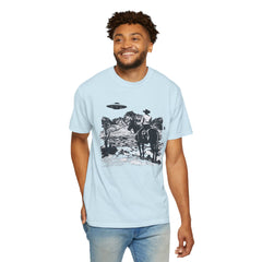 UFO Meets Cowboy Vintage Graphic T-Shirt — Retro Western Alien Tee
