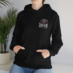 Scare Actor Front Logo back Image Unisex Heavy Blend™ Pullover Hooded Sweatshirt