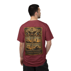 From Shore To Shore Lighthouse Series T Shirt -  Scenic Vintage Postage Stamps