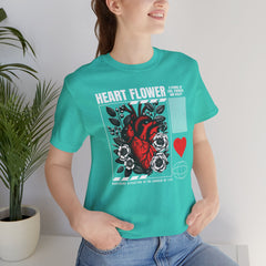 Heart Flower Tee - Nuturing Affection In The Garden Of Life - Positive Vibes Unisex Jersey Short Sleeve Tee