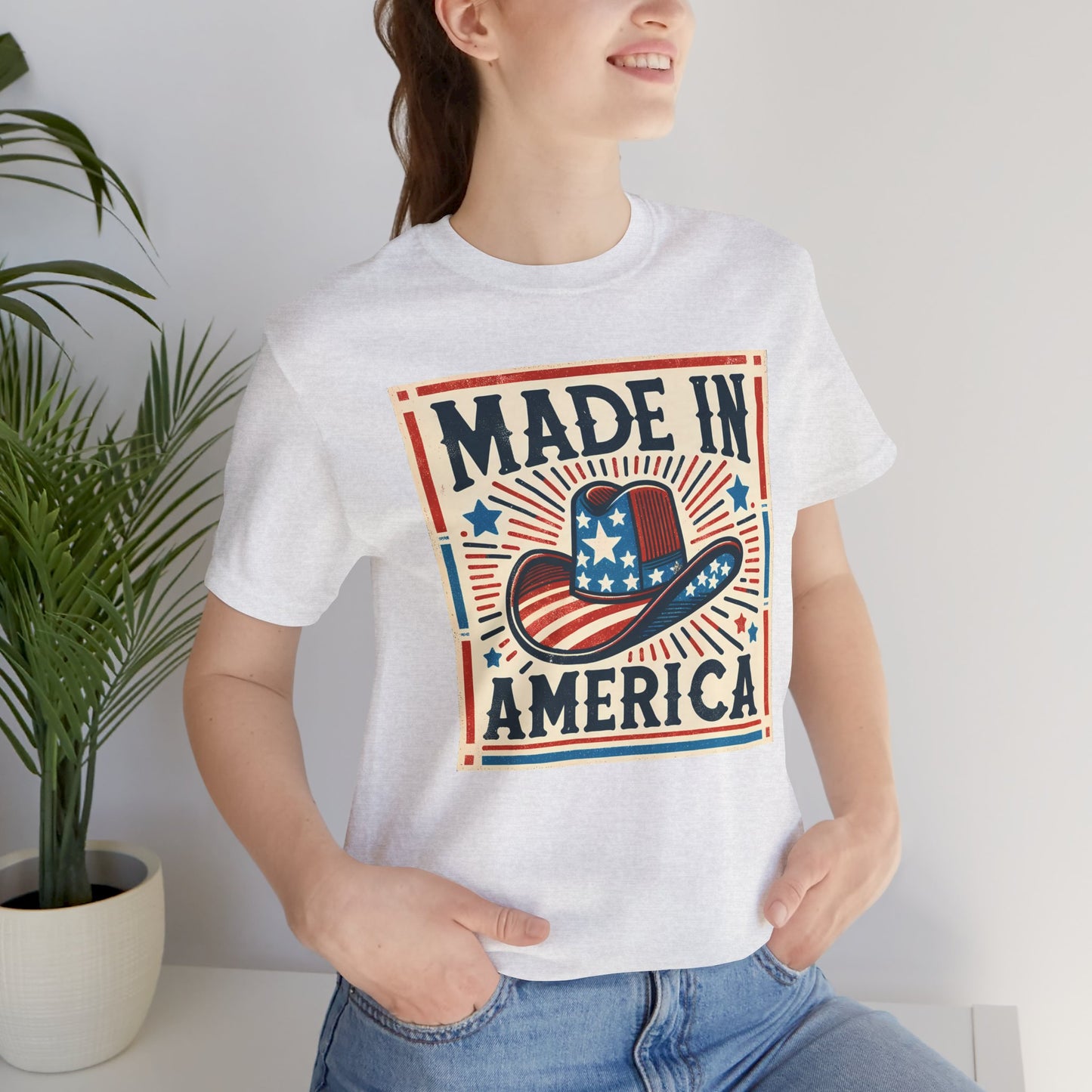 Made In America Cowboy Hat Graphic, Unisex Jersey Short Sleeve Tee