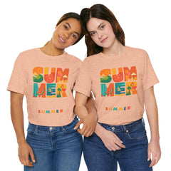 Summer Graphic Tee — Colorful Tropical "SUMMER" Typography T-Shirt