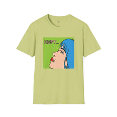 Pop Art Gal T-Shirt featuring Blue Hair and Red Lips Unisex Soft Style Shirt