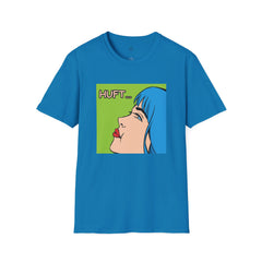 Pop Art Gal T-Shirt featuring Blue Hair and Red Lips Unisex Soft Style Shirt