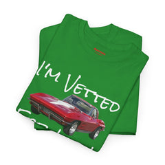 Red Corvette Summer Unisex Tee - I'm Vetted For Life Front and Back Image T Shirt
