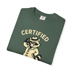 Certified Shenanigans Specialist T-Shirt | Funny Unisex Tee, Casual Wear, Gift for Raccoon Lovers, Cute Animal Shirt, Quirky Apparel