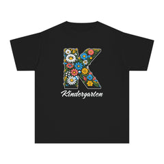 Flower K Kindergarten Youth Tee | Cute Kids Shirt, School Apparel, Gift for Students, Back to School, Floral Design